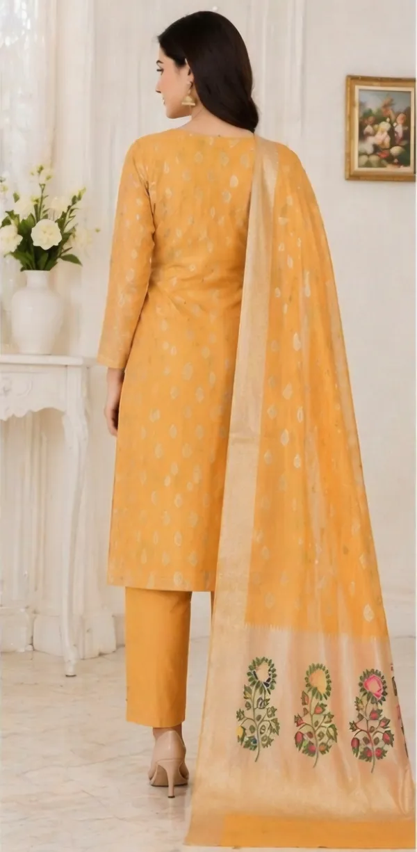 Orange_Cotton_Unstitched_Suit_Set_For_Women