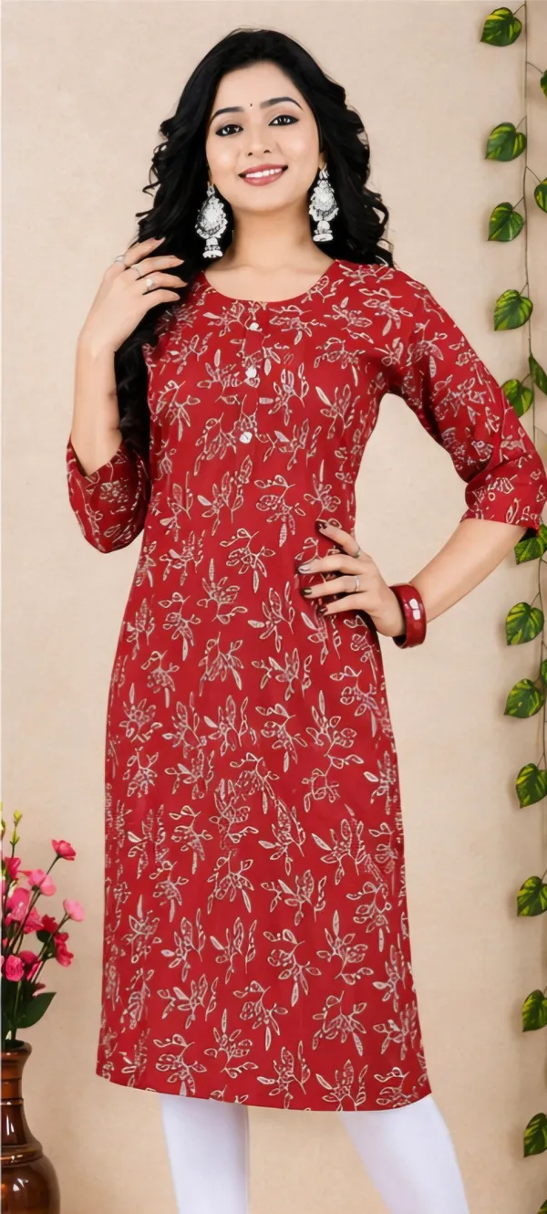 Red_Rayon_Kurti_For_Women