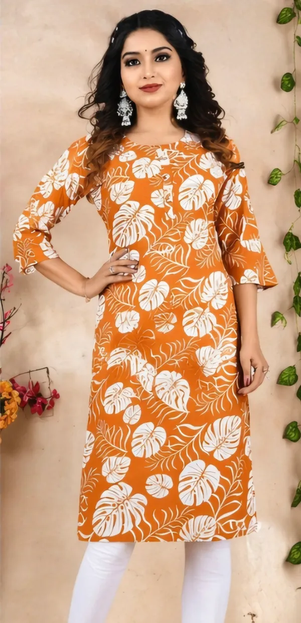 Orange_Rayon_Kurti_For_Women