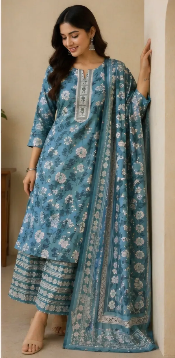 Blue_Cotton_Unstitched_Suit_Set_For_Women