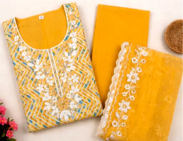 Yellow_Cotton_Unstitched_Suit_Set_For_Women