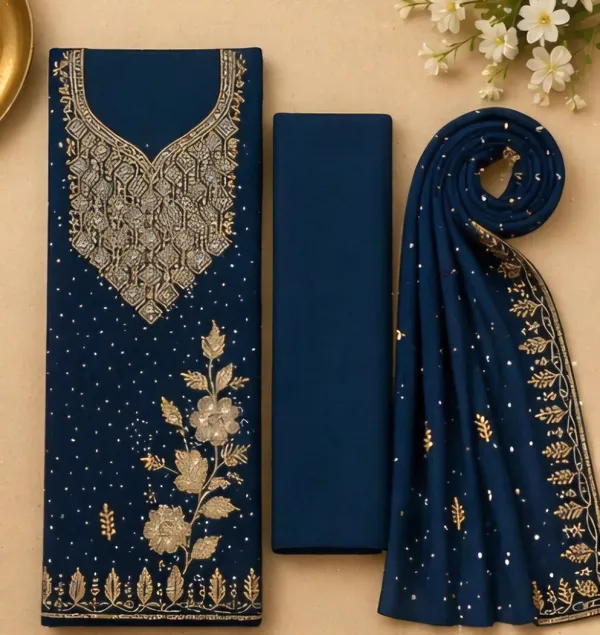 Navy_Blue_Georgette_Unstitched_Suit_Set_For_Women