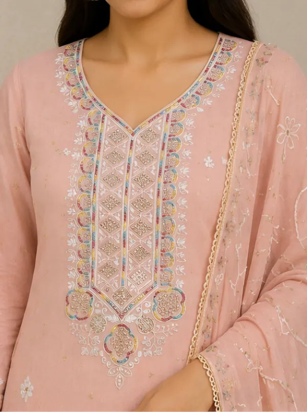 Peach_Cotton_Unstitched_Suit_Set_For_Women