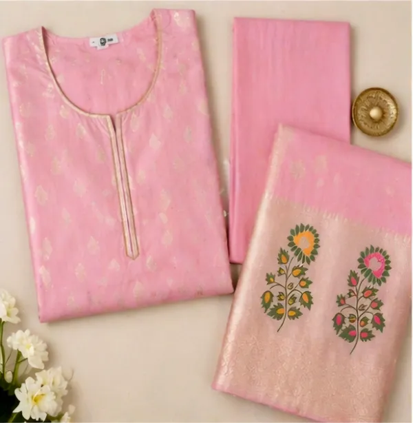 Pink_Banarasi_Jacquard_Unstitched_Suit_Set_For_Women