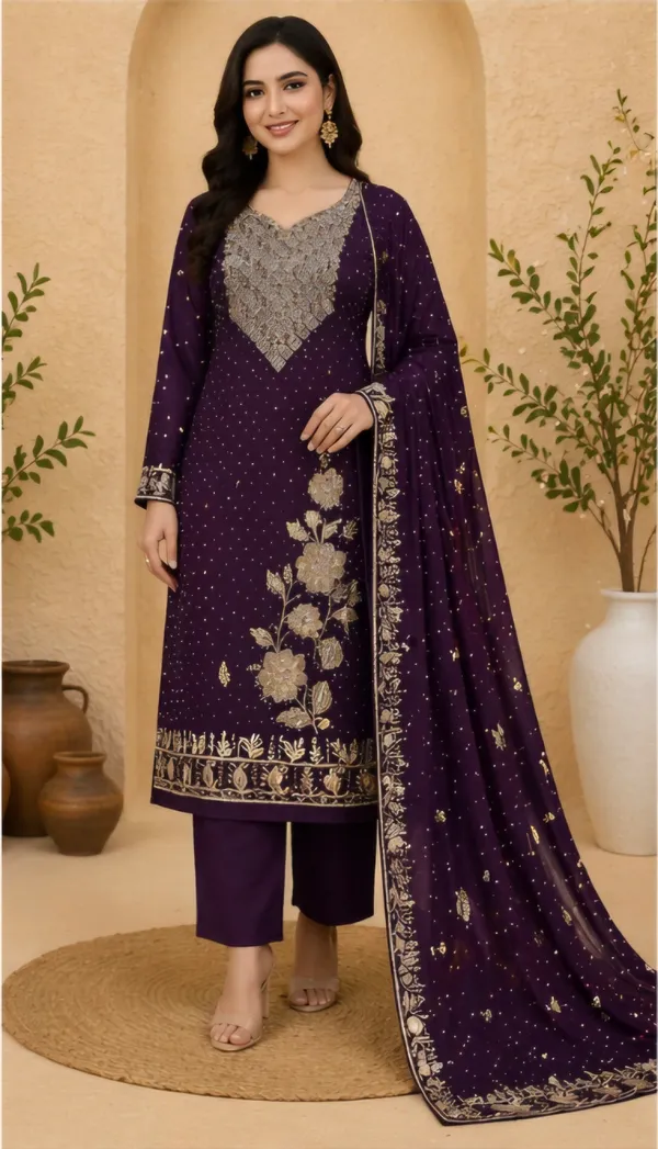 Purple_Georgette_Unstitched_Suit_Set_For_Women