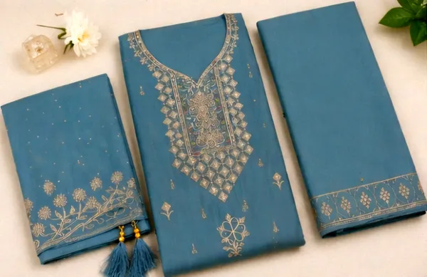 Blue_Cotton_Unstitched_Suit_Set_For_Women