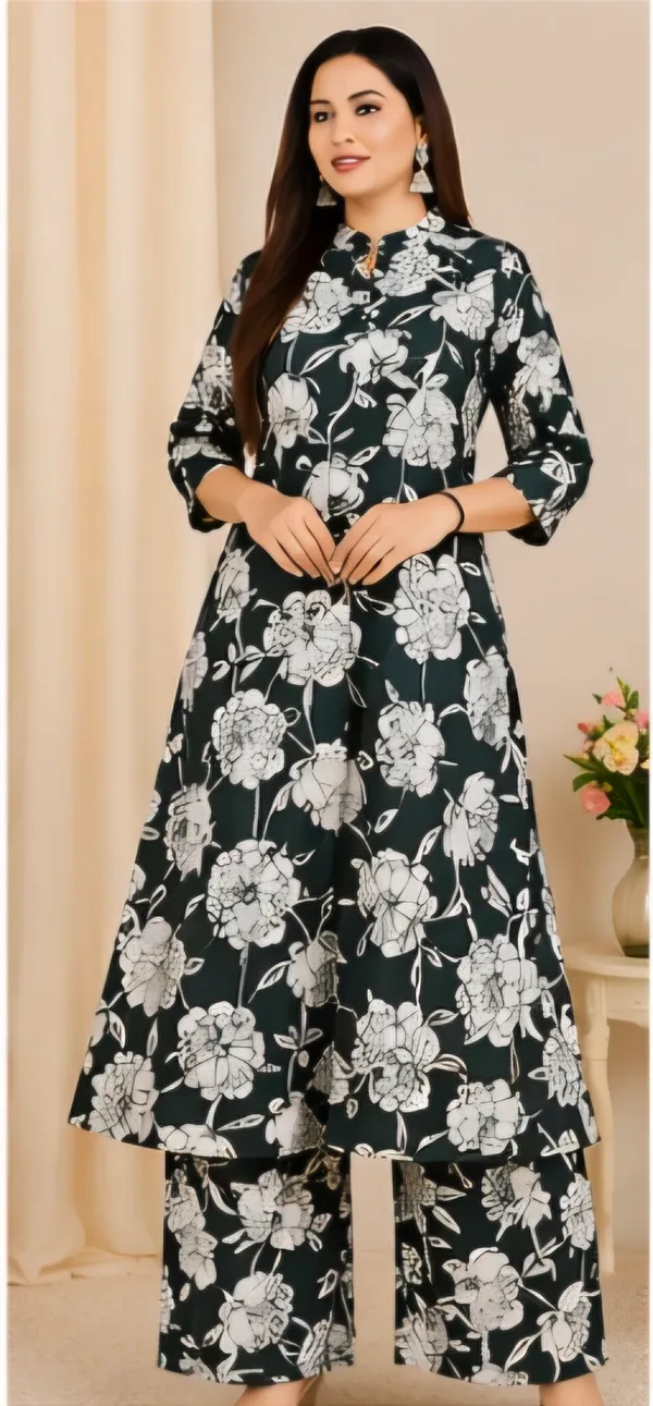 Dark_Green_And_White_Cotton_Co_Ord_Set_For_Women