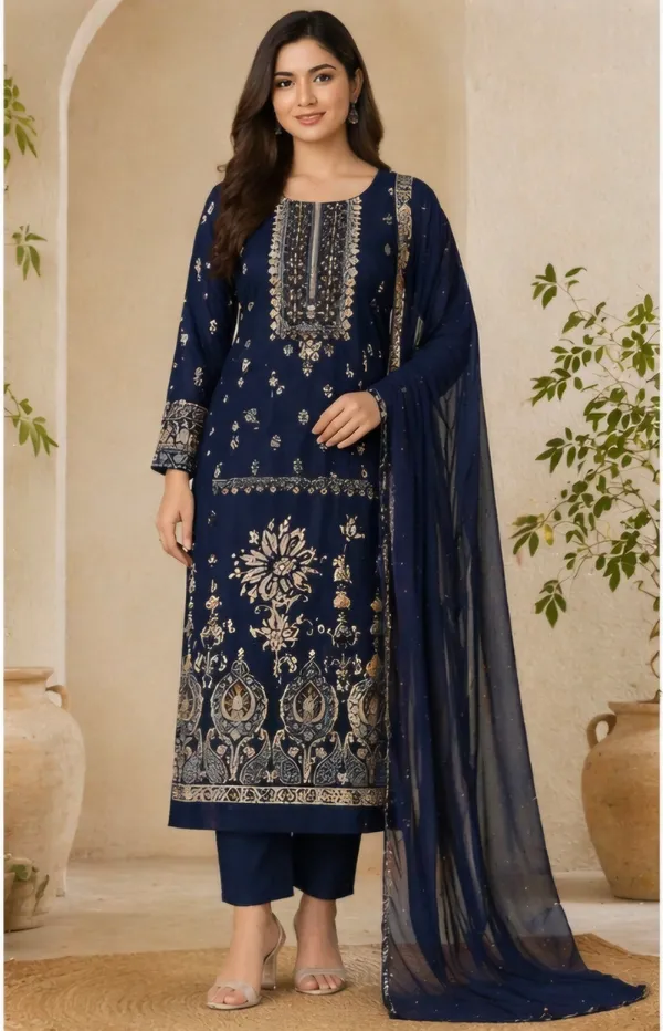 Navy_Blue_Rayon_Unstitched_Suit_Set_For_Women