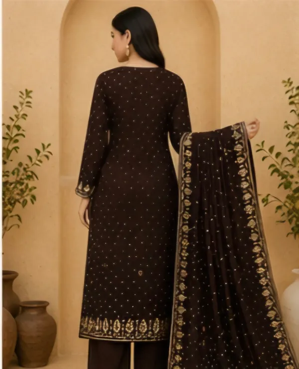 Brown_Georgette_Unstitched_Suit_Set_For_Women