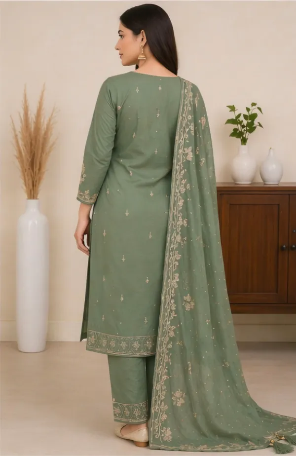 Green_Cotton_Unstitched_Suit_Set_For_Women