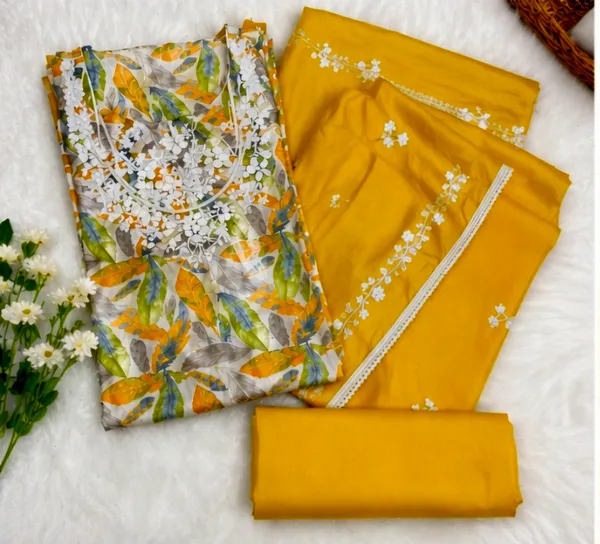 Yellow_Silk_Unstitched_Suit_Set_For_Women