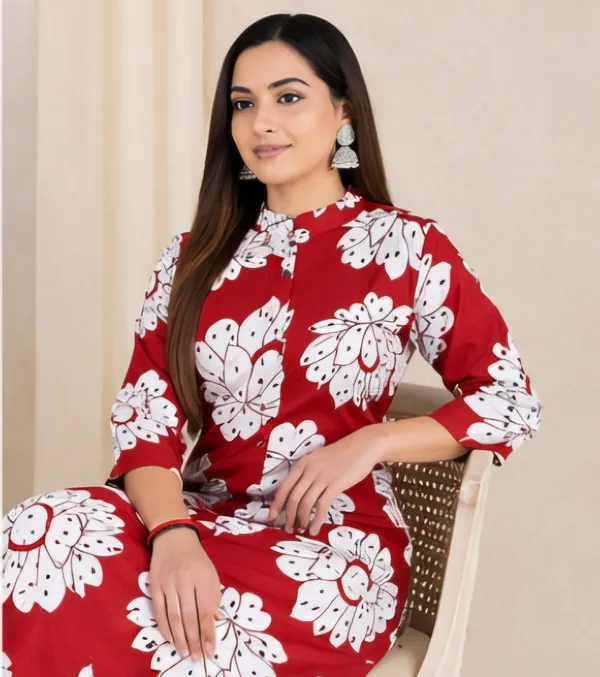 Red_Cotton_Co_Ord_Set_For_Women
