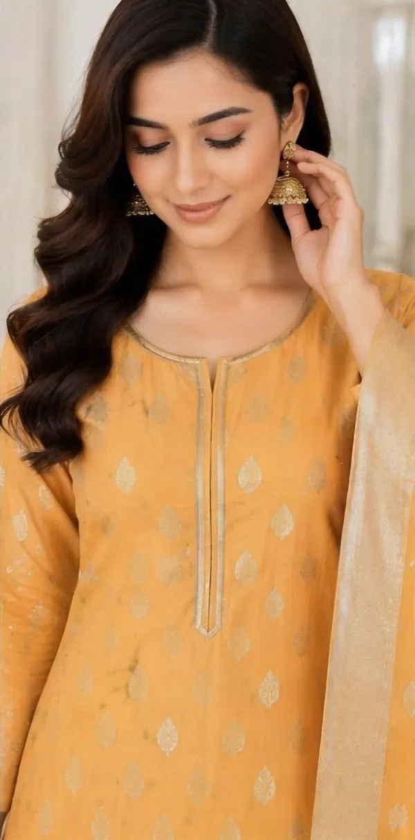 Orange_Cotton_Unstitched_Suit_Set_For_Women