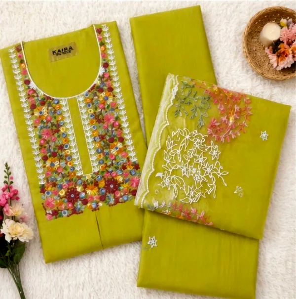 Green_Cotton_Unstitched_Suit_Set_For_Women