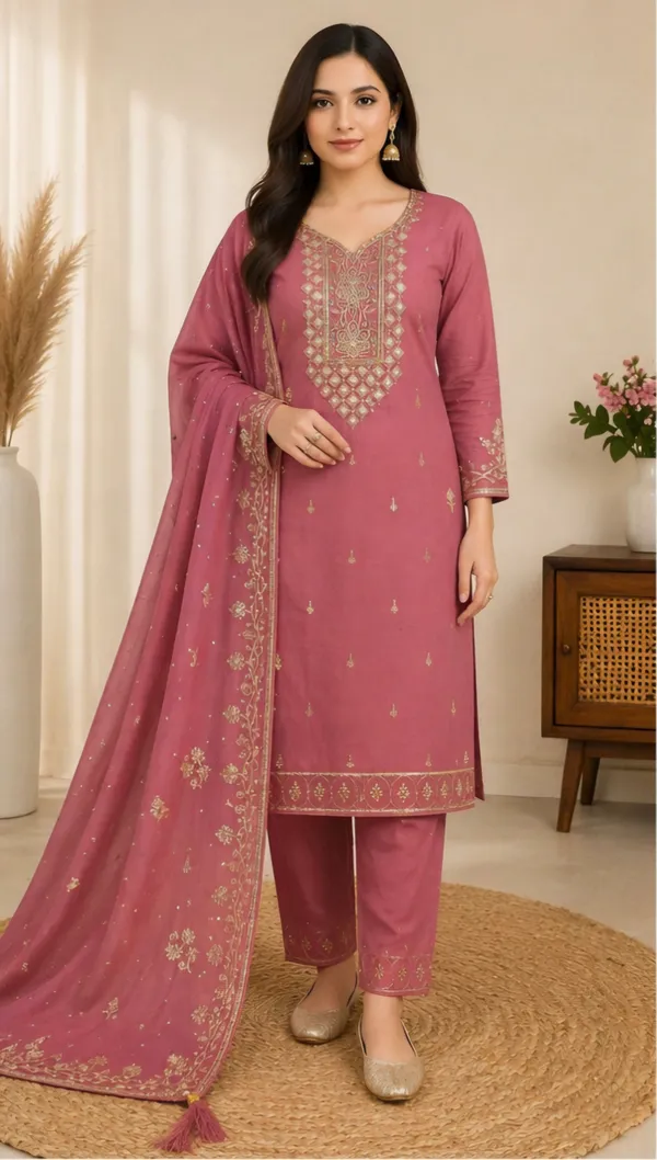 Pink_Cotton_Unstitched_Suit_Set_For_Women