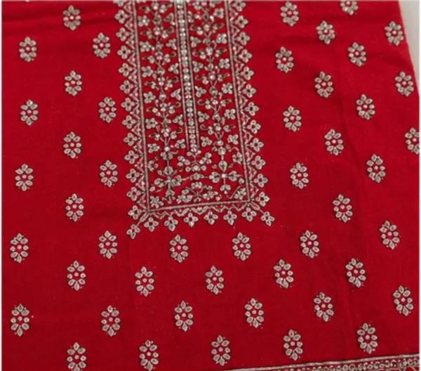 Red_Rayon_Unstitched_Suit_Set_For_Women