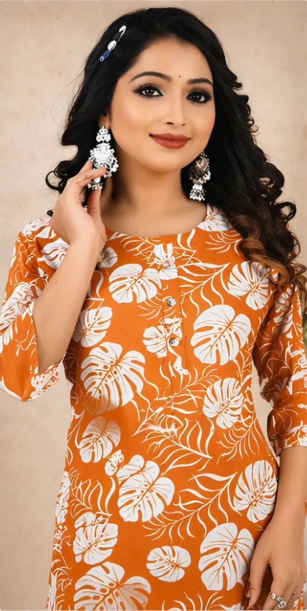 Orange_Rayon_Kurti_For_Women