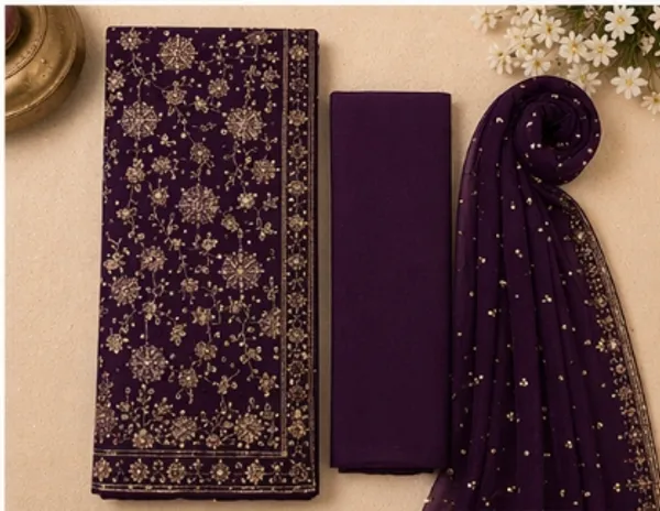 Purple_Georgette_Unstitched_Suit_Set_For_Women