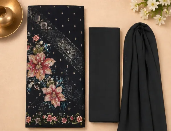Black_Cotton_Unstitched_Suit_Set_For_Women