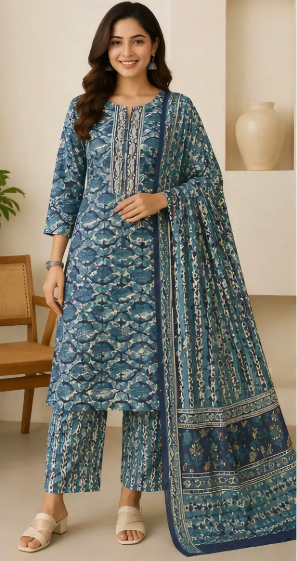 Blue_Cotton_Unstitched_Suit_Set_For_Women