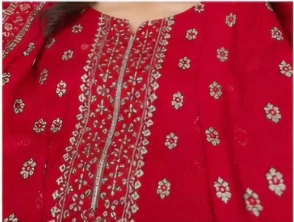 Red_Rayon_Unstitched_Suit_Set_For_Women