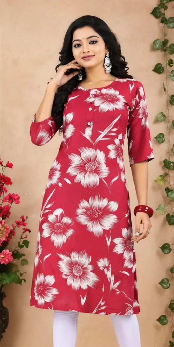 Red_Rayon_Kurti_For_Women