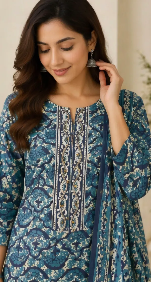 Blue_Cotton_Unstitched_Suit_Set_For_Women