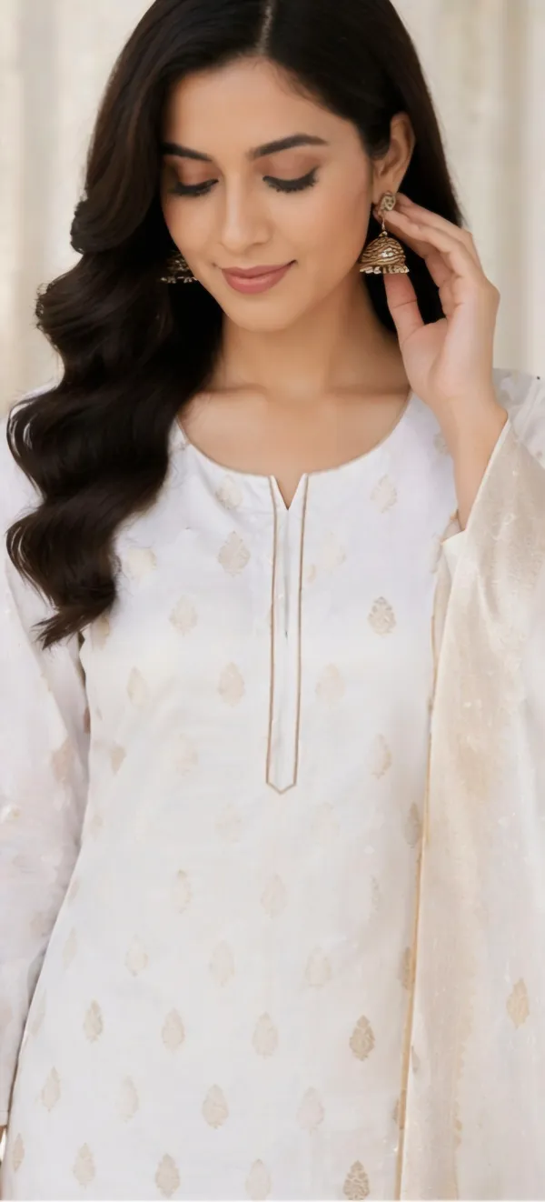 White_Banarasi_Jacquard_Unstitched_Suit_Set_For_Women