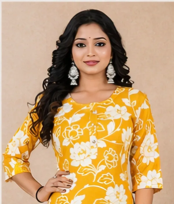 Yellow_Rayon_Kurti_For_Women