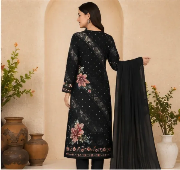Black_Cotton_Unstitched_Suit_Set_For_Women
