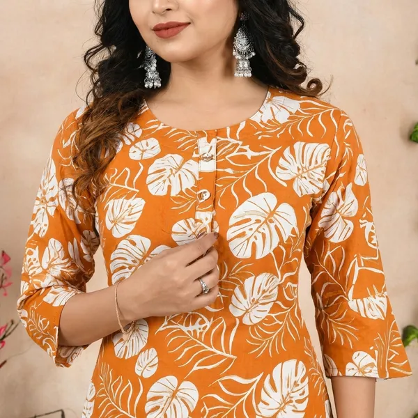 Orange_Rayon_Kurti_For_Women