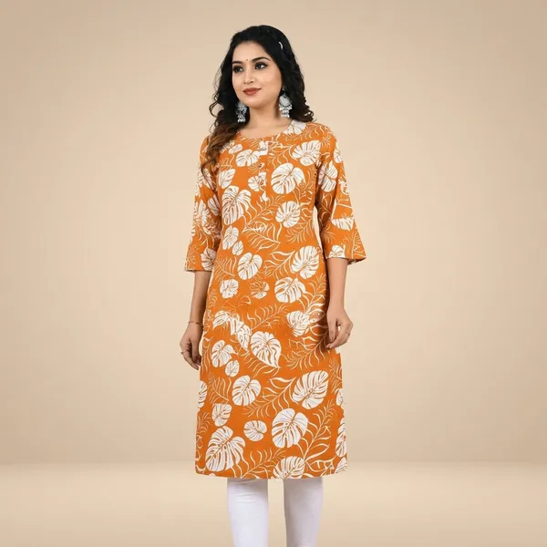 Orange_Rayon_Kurti_For_Women