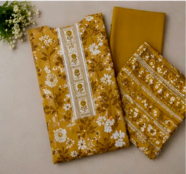 Yellow_Cotton_Unstitched_Suit_Set_For_Women