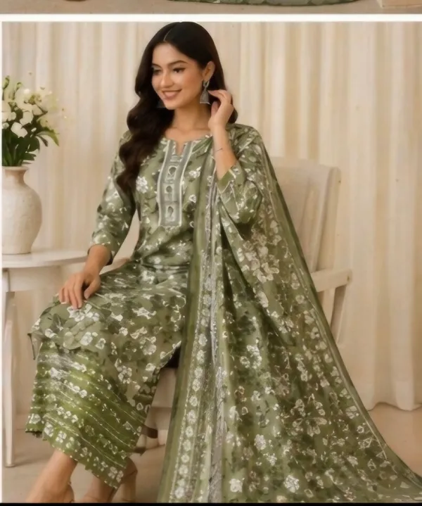 Green_Cotton_Unstitched_Suit_Set_For_Women