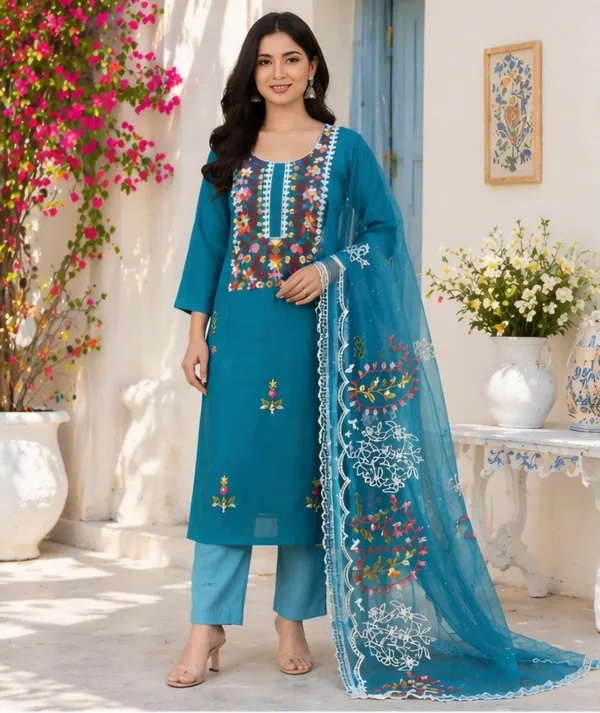 Blue_Silk_Unstitched_Suit_Set_For_Women