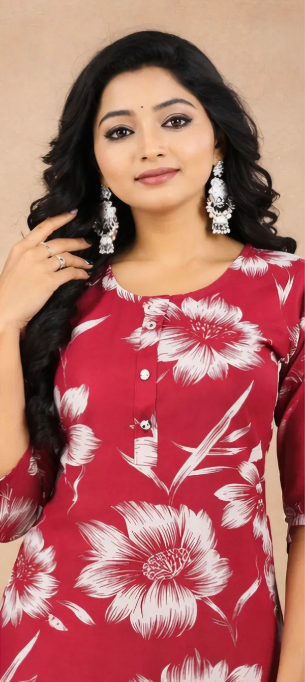 Red_Rayon_Kurti_For_Women