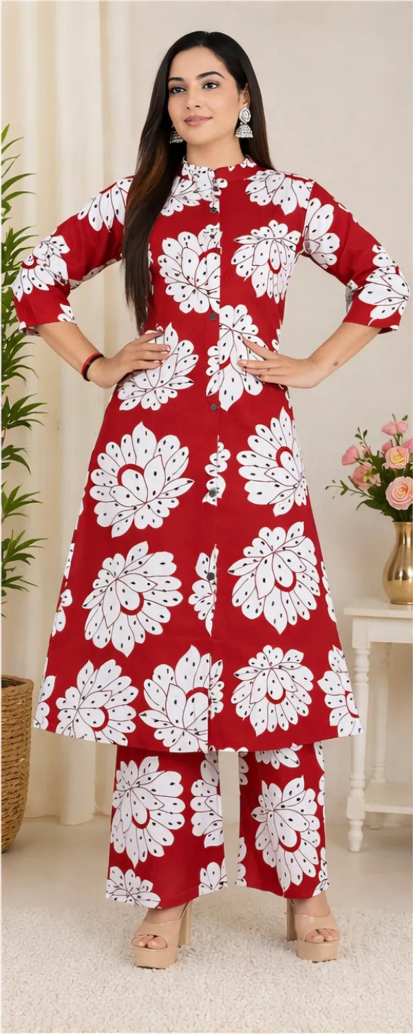 Red_Cotton_Co_Ord_Set_For_Women
