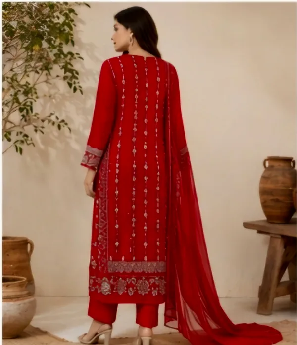 Red_Rayon_Unstitched_Suit_Set_For_Women