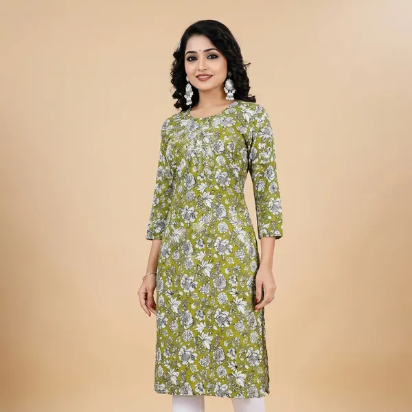 Green_Rayon_Kurti_For_Women