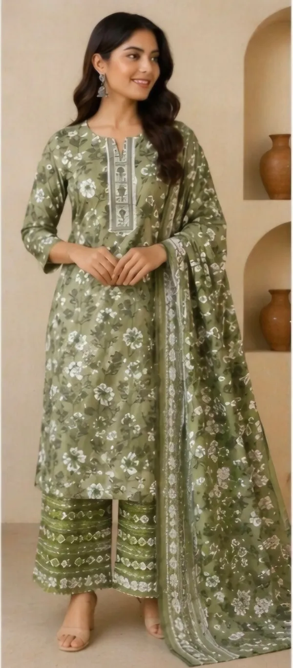Green_Cotton_Unstitched_Suit_Set_For_Women
