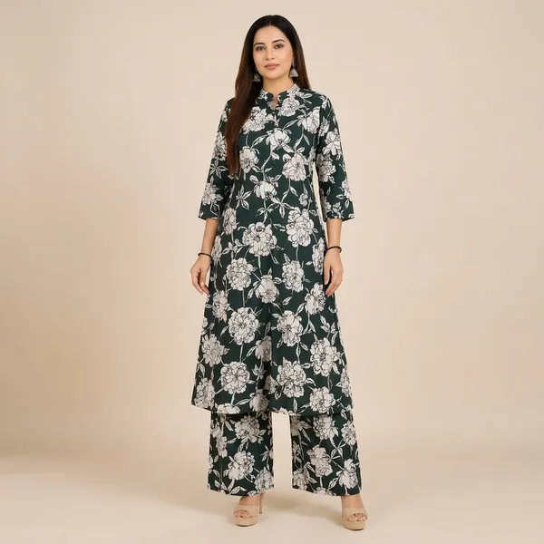 Dark_Green_And_White_Cotton_Co_Ord_Set_For_Women