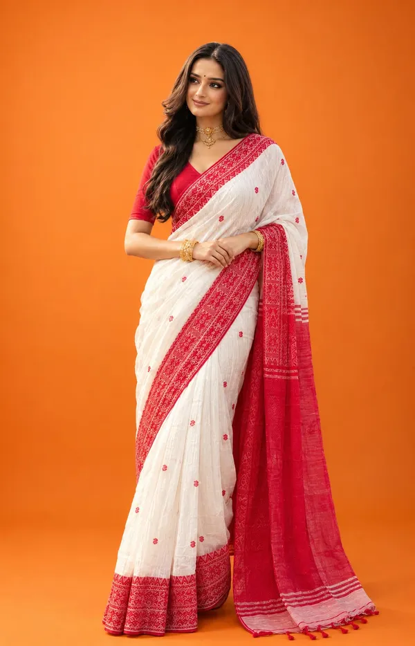 Cotton_blend_saree_with_ethnic_Geometric_Border
