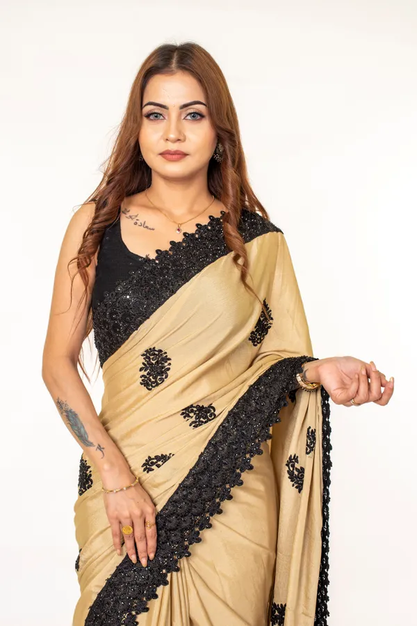 Beige_Chinnon_Saree_with_Black_Embroidered_Border