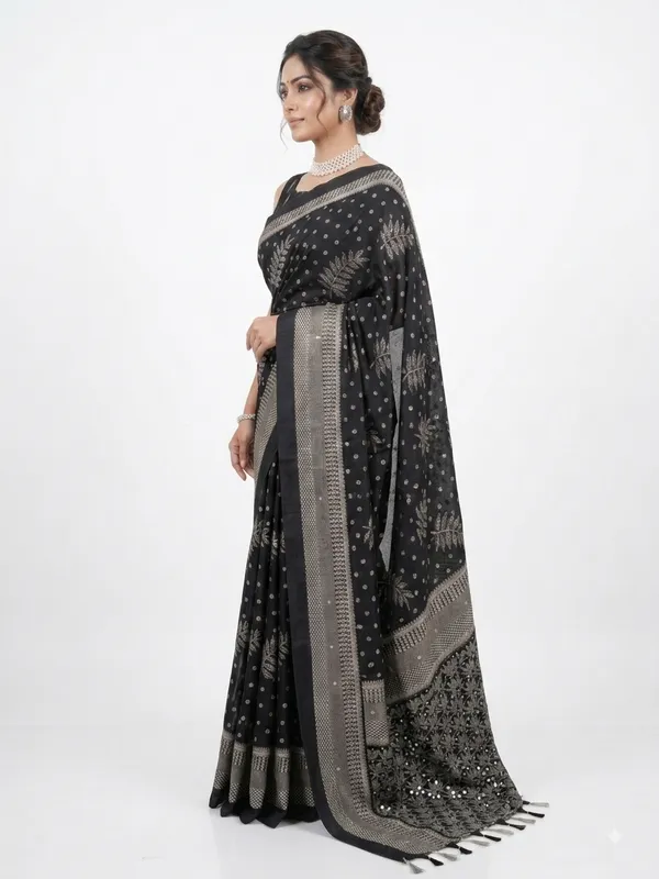 Black_Crepe_Printed_Mirror_Work_Saree