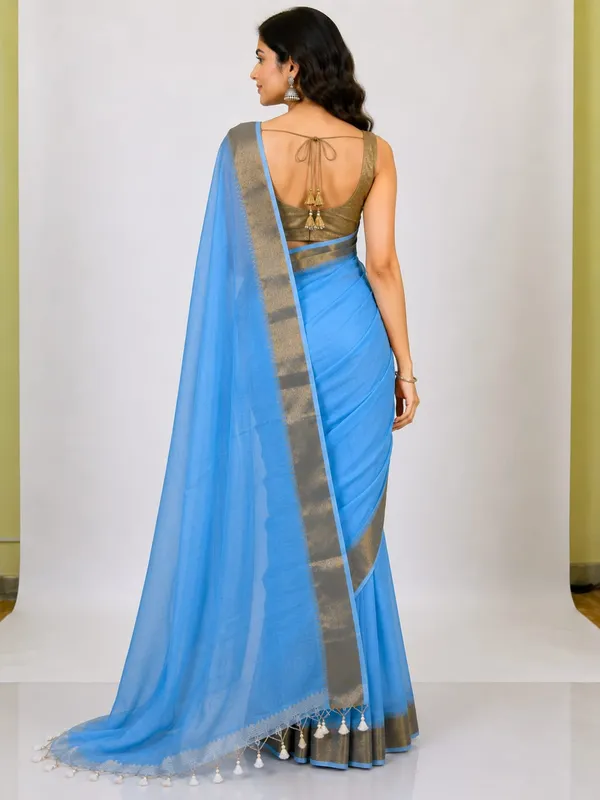 Blue_cotton_zari_border_saree