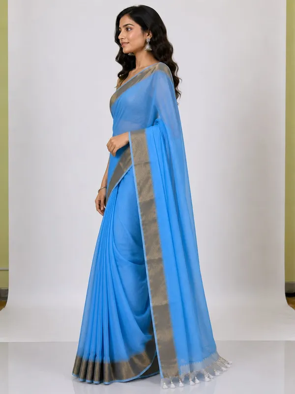 Blue_cotton_zari_border_saree