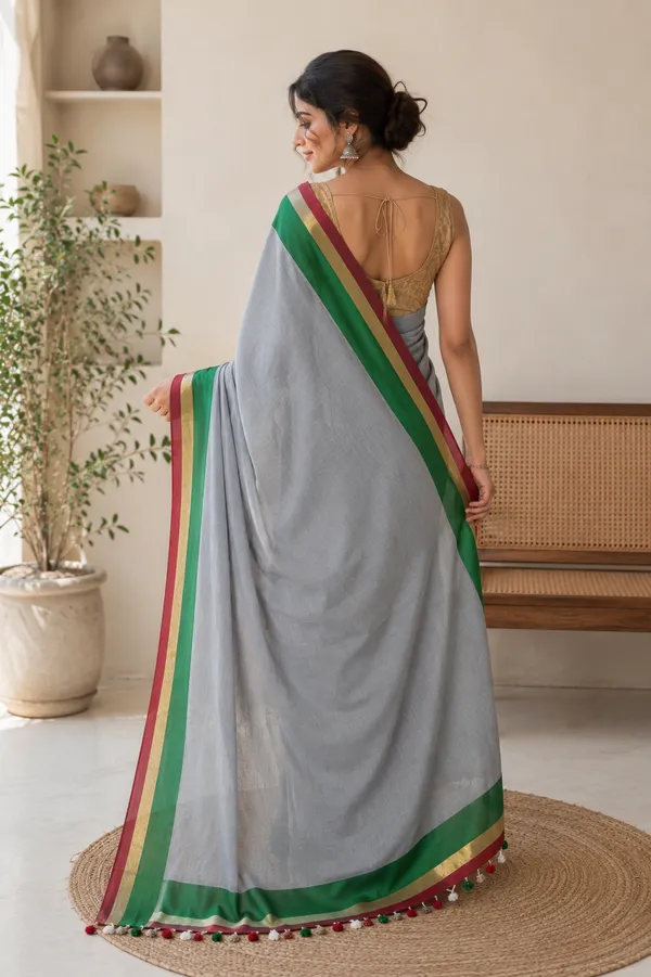 Cotton_Blend_Saree_with_Solid_Zari_Border