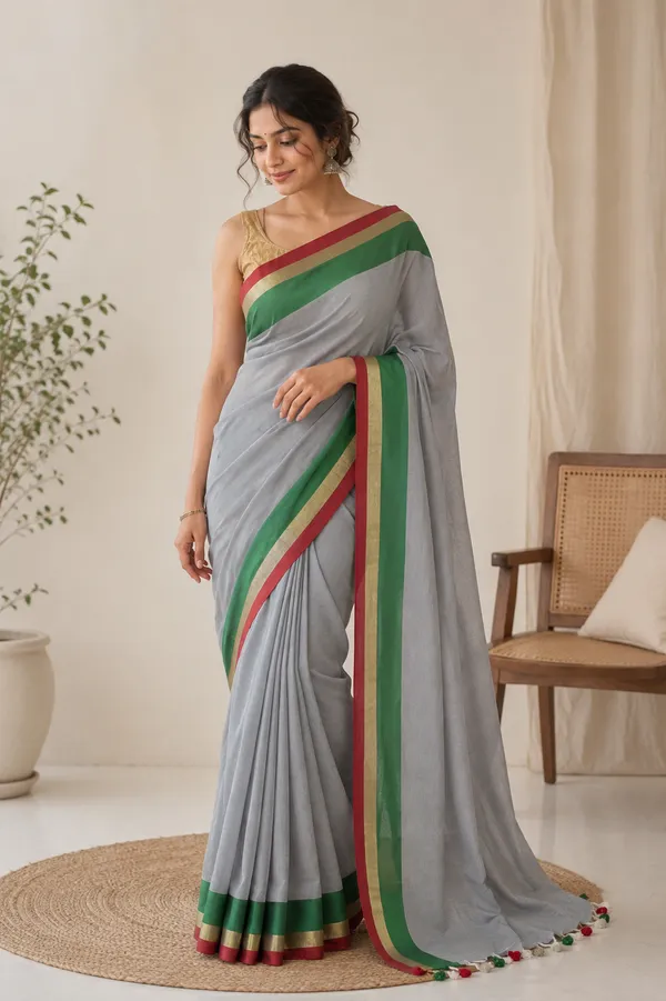 Cotton_Blend_Saree_with_Solid_Zari_Border