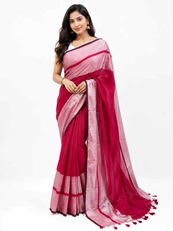 Cotton_Saree_with_Contrast_Border_&_Tassel_Detailing