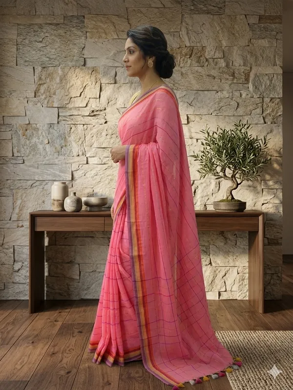 Cotton_Saree_with_Multicolor_Stripe_Border